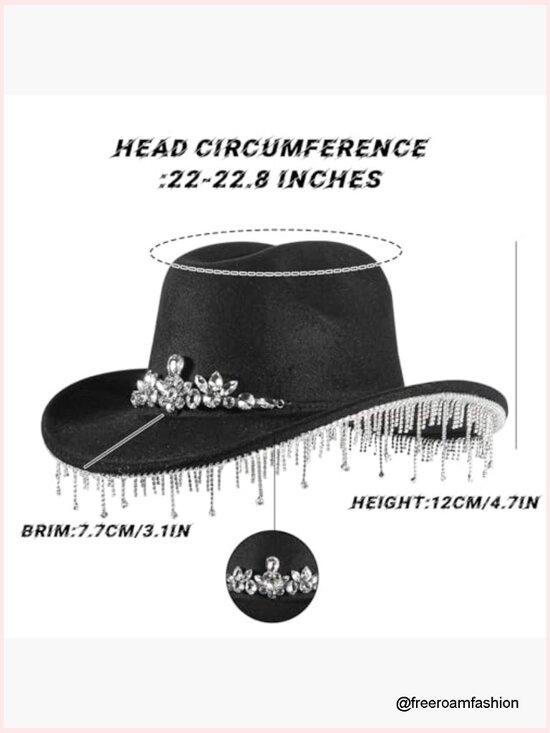 Womens Cowboy Hat Rhinestone Spark Cowgirl Wide Brim main image 6